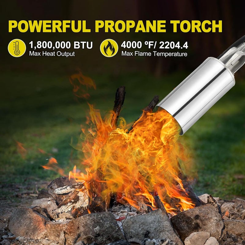 WorkBless Propane Torch Weed Burner, Weed Torch with 10FT Hose, High Output 1,800,000 BTU Flame Thrower Kit with Flame Control & Adapter, Propane Torch for Weeds Burning, Snow Melting,WB0101 - Image 2